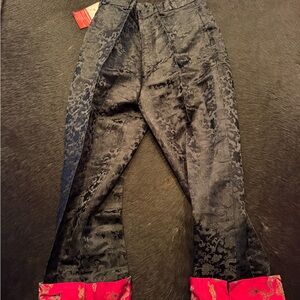 Elegant Black and Red Straight Leg Pants